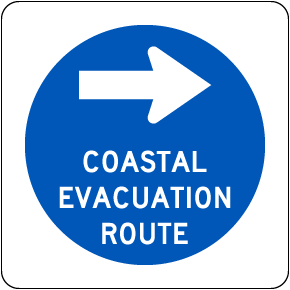 Coastal Evacuation Route (Right Arrow) Sign