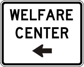 Welfare Center (Left Arrow) Sign