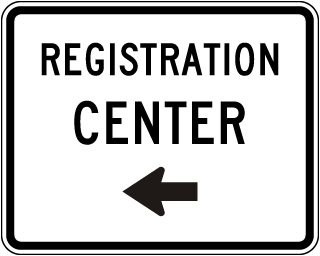 Registration Center (Left Arrow) Sign