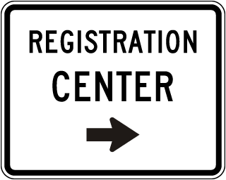 Registration Center (Right Arrow) Sign
