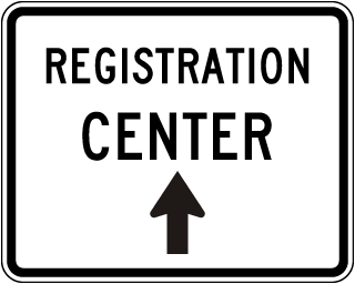 Registration Center (Upward Arrow) Sign