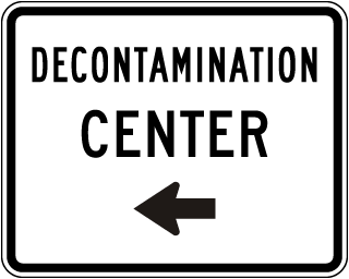 Decontamination Center (Left Arrow) Sign