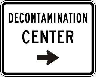 Decontamination Center (Right Arrow) Sign