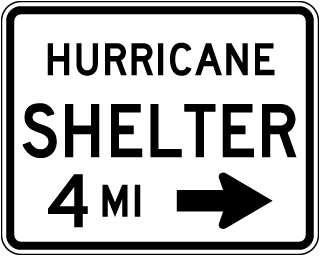 Hurricane Shelter (Right Arrow) Sign