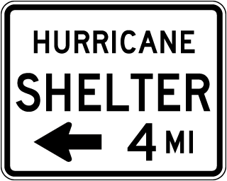 Hurricane Shelter (Left Arrow) Sign