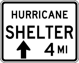 Hurricane Shelter (Upward Arrow) Sign