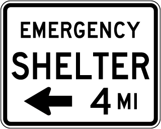 Emergency Shelter (Left Arrow) Sign