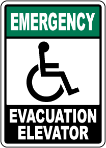 Emergency Evacuation Elevator Sign
