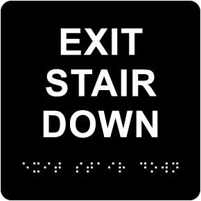 Exit Stair Down Sign with Braille
