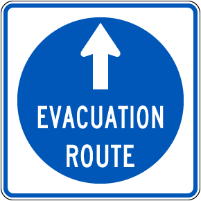 Straight Arrow Evacuation Route Sign