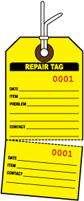 Yellow Repair Tag