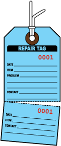 Flourescent Blue Repair Tag