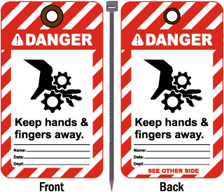 Danger Keep Hands & Fingers Away Tag