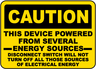Caution Several Energy Sources Label