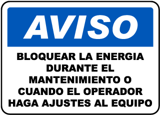 Spanish Notice Use Lockout During Maintenance Sign