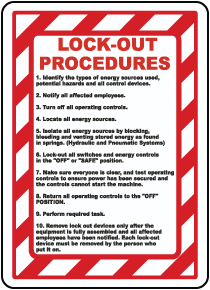 Lock-Out Procedures Sign