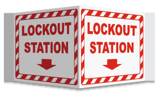 3-Way Lockout Station Wall Projection Sign