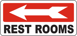 Rest Rooms (Left Arrow) Sign