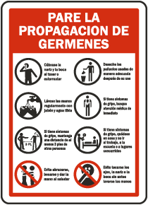 Spanish Stop The Spread of Germs Sticker