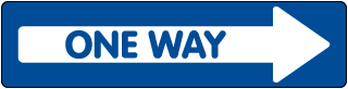 Blue One Way Right Directional Floor Sign
