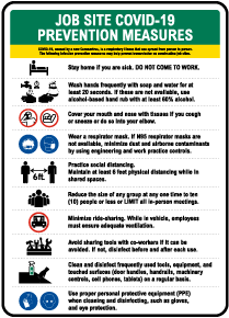 Job Site COVID-19 Prevention Measures Sign