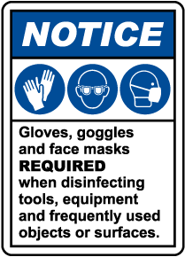 Notice Gloves, Goggles, And Face Masks Required Sign