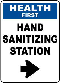 Health First Hand Sanitizing Station Right Arrow Sign