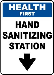 Health First Hand Sanitizing Station Down Arrow Sign