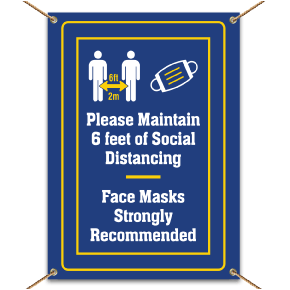 Please Maintain Social Distancing Face Mask Recommended Banner