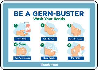 Be A Germ-Buster & Wash Your Hands Stickers