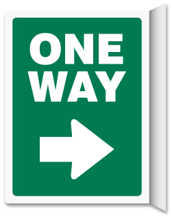 One Way Right Arrow Vertical Wall Projecting Sign