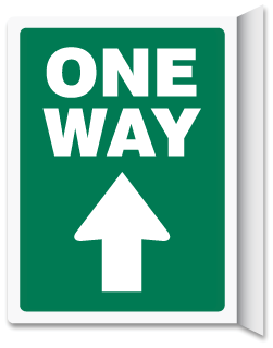 One Way Up Arrow Green Vertical Projecting Sign