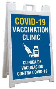 Bilingual COVID-19 Vaccination Clinic Sandwich Board Sign