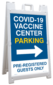 COVID-19 Vaccine Center Parking Right Arrow Sandwich Board Sign