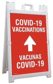 Bilingual COVID-19 Vaccinations Up Arrow Sandwich Board Sign