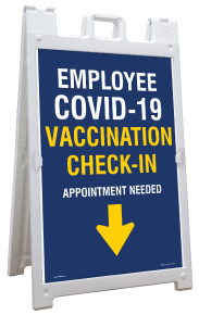 Employee COVID-19 Vaccination Check-In Down Arrow Sandwich Board Sign
