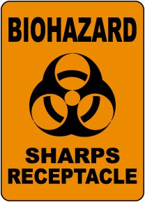 Biohazard Sharps Receptacle Sign
