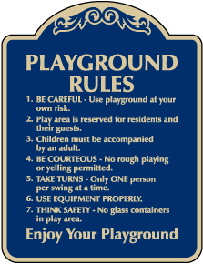 Decorative Playground Rules Hours Sign