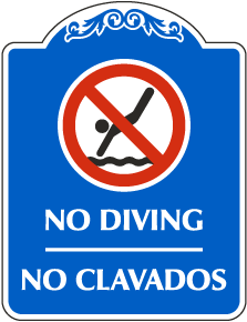 Bilingual No Diving Sign