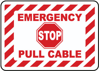 Emergency Stop Pull Cable Label
