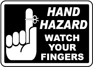 Hand Hazard Watch Your Fingers Label