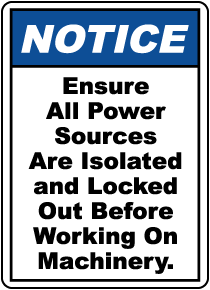 Ensure All Power Sources Sign