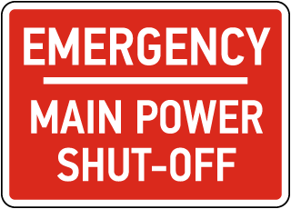 Emergency Main Power Shut-Off Sign