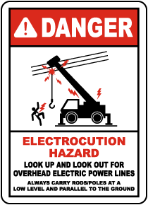 Look Up and Look Out For Power Lines Sign