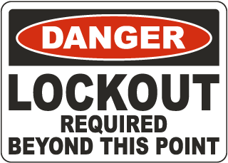 Danger Lockout Required Beyond This Point Sign