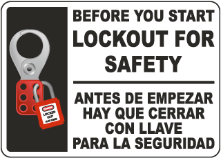 Before You Start Lockout For Safety Sign