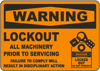 Warning Lockout All Machinery Sign