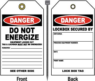 Danger Do Not Energize Tag