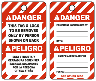 Bilingual Danger This Tag & Lock To Be Removed Only By Person Shown On Back Tag