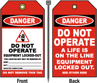 Danger Do Not Operate A Life Is On The Line Tag